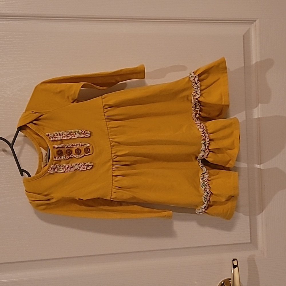 EUC Matilda Jane Sz 2 Yellow Lap Dress with Ruffle Details